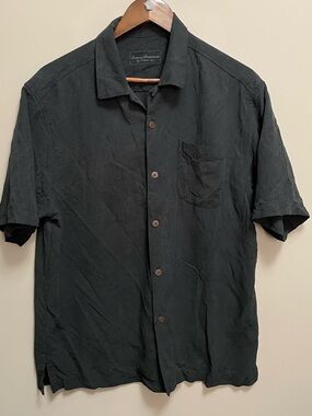 Tommy Bahama Black Short-Sleeve Silk Button-Down Shirt Men’s Medium